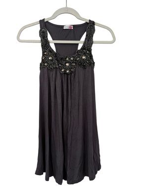 Women’s Body Central Dark Grey  Beaded Racerback Tank Size Medium
